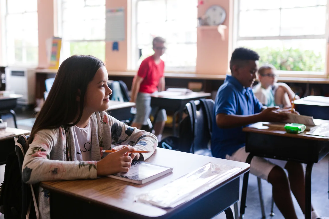 Children focused in a classroom