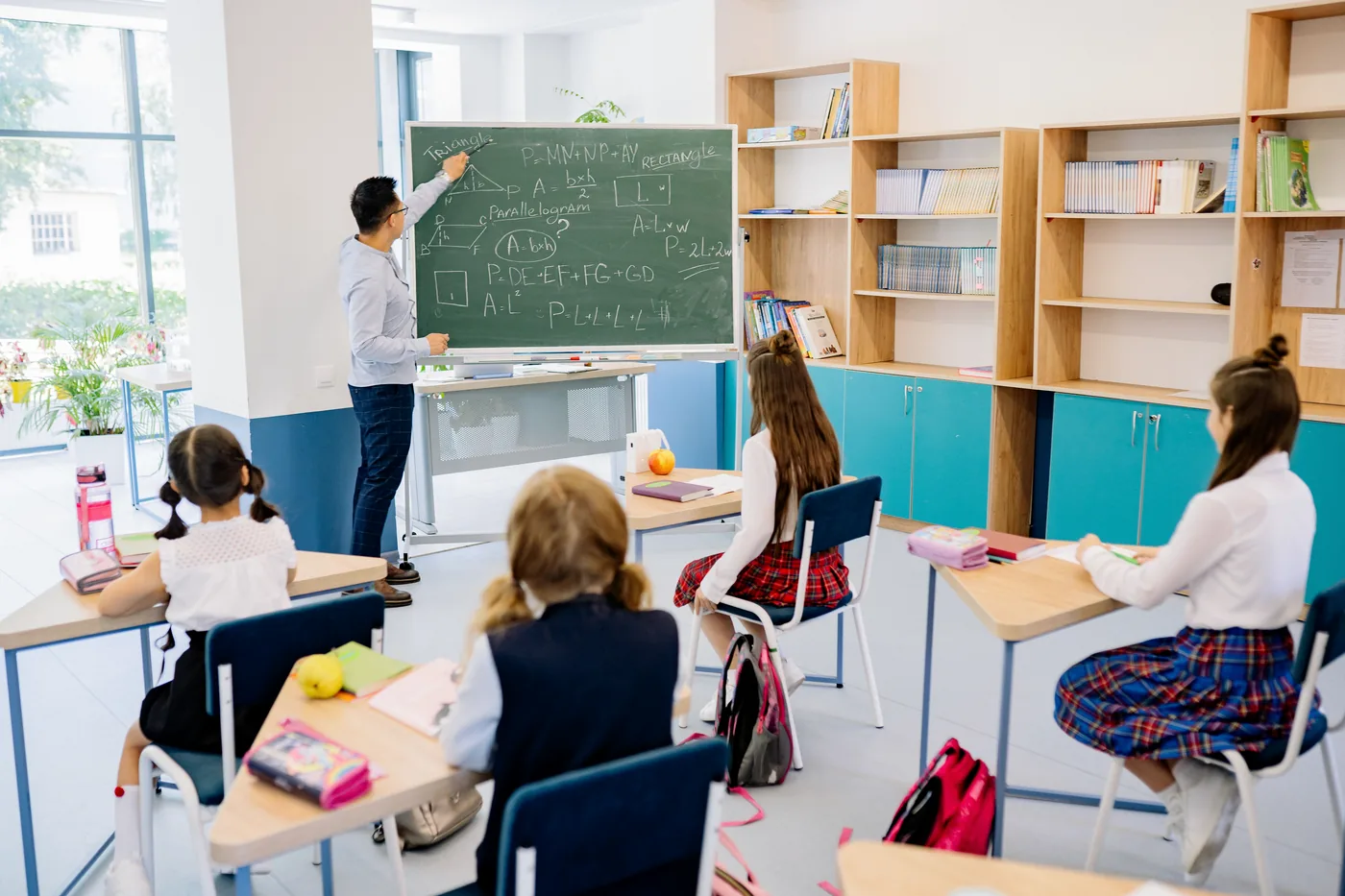 Students learning together in a structured classroom session